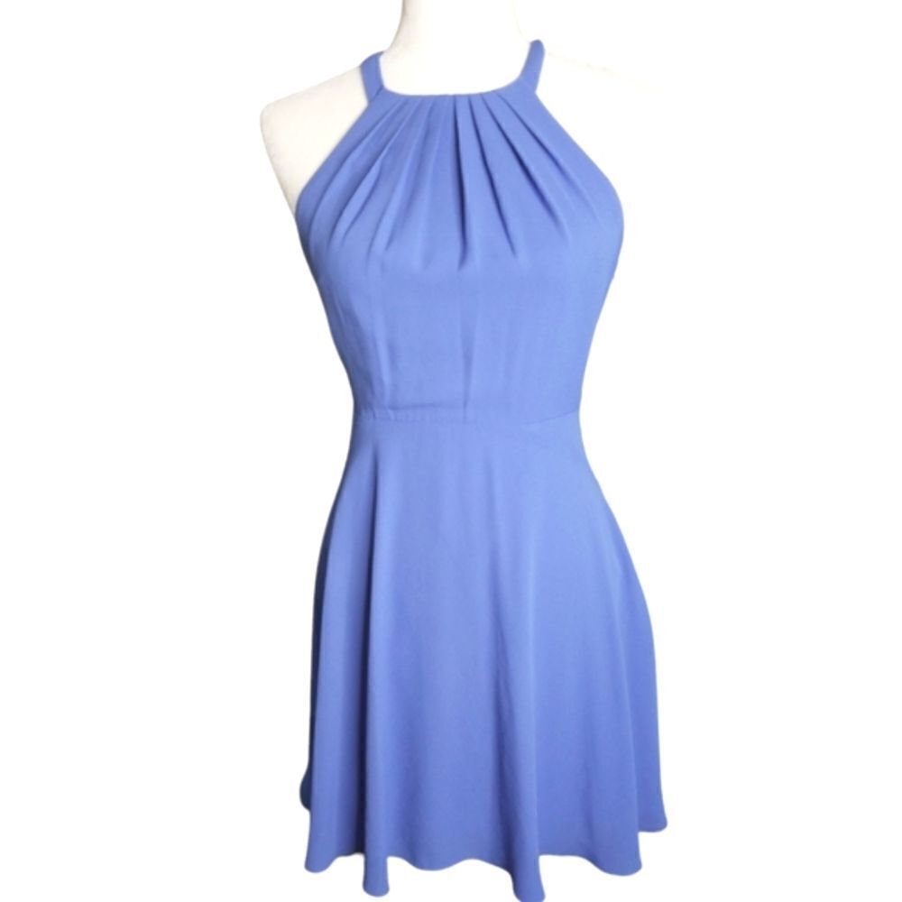 Express Periwinkle Fit And Flare Halter Dress Size 2 - Picture 2 of 8